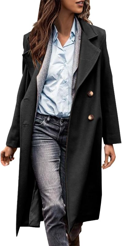 Photo 1 of Danedvi Womens Double Breasted Peacoats Natch Lapel Collar Jacket Winter Long Trench Coat Medium