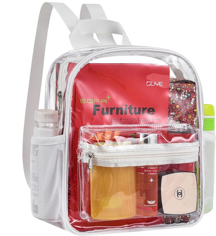 Photo 1 of MAY TREE Clear Backpack Stadium Approved for Concert Festival Sport Work, Small Clear Bag with Reinforced Shoulder Straps 