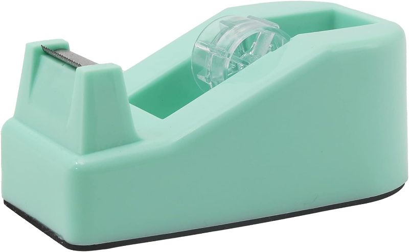 Photo 1 of Desktop Tape Dispenser Heavy Duty Desk Accessories Floral Office Tape Dispensers, Weighted Non-Skid Base, Macaron Green
