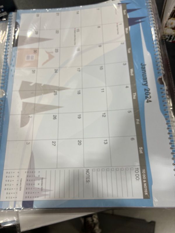 Photo 2 of 2024 Calendar 12 Month Wall - 2024 Calendar Jan. - Dec. 12" x 17", Large Calendar with Calendar Stickers, Spiral Bound, Hanging Hook, Great for Planning and Organizing Your Home School Office Time 17''x12''