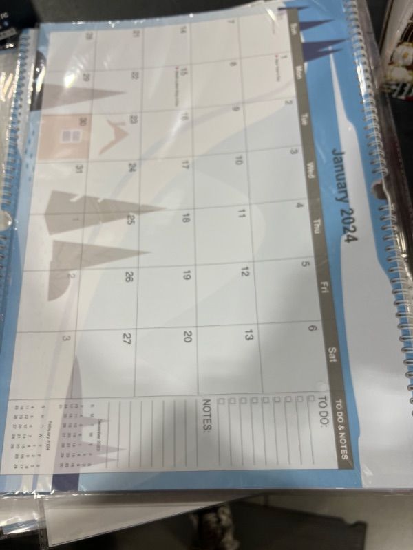 Photo 1 of 2024 Calendar 12 Month Wall - 2024 Calendar Jan. - Dec. 12" x 17", Large Calendar with Calendar Stickers, Spiral Bound, Hanging Hook, Great for Planning and Organizing Your Home School Office Time 17''x12''