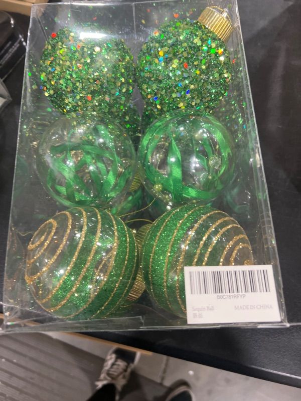 Photo 1 of 3.15" Christmas Ball Ornaments 12pcs Glitter Sequin Foam Ball Shatterproof Christmas Decorations Tree Balls Xmas Hanging Balls for Xmas Trees Wedding Party Holiday Decorations(Christmas Green) Christmas Green 8CM