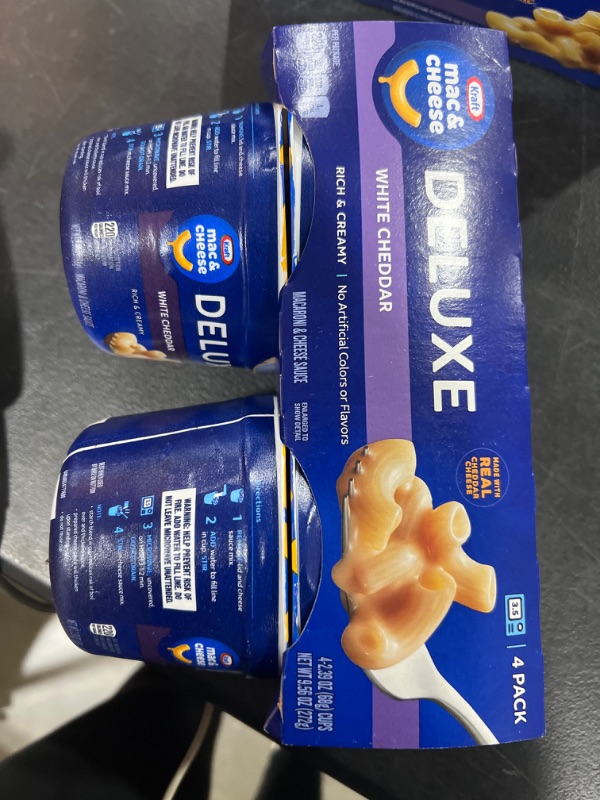 Photo 2 of Kraft Deluxe White Cheddar Easy Microwavable Macaroni and Cheese Cups (4 ct Pack, 2.39 oz Cups) Whide Cheddar (Pack of 4) bb 16 feb 2024