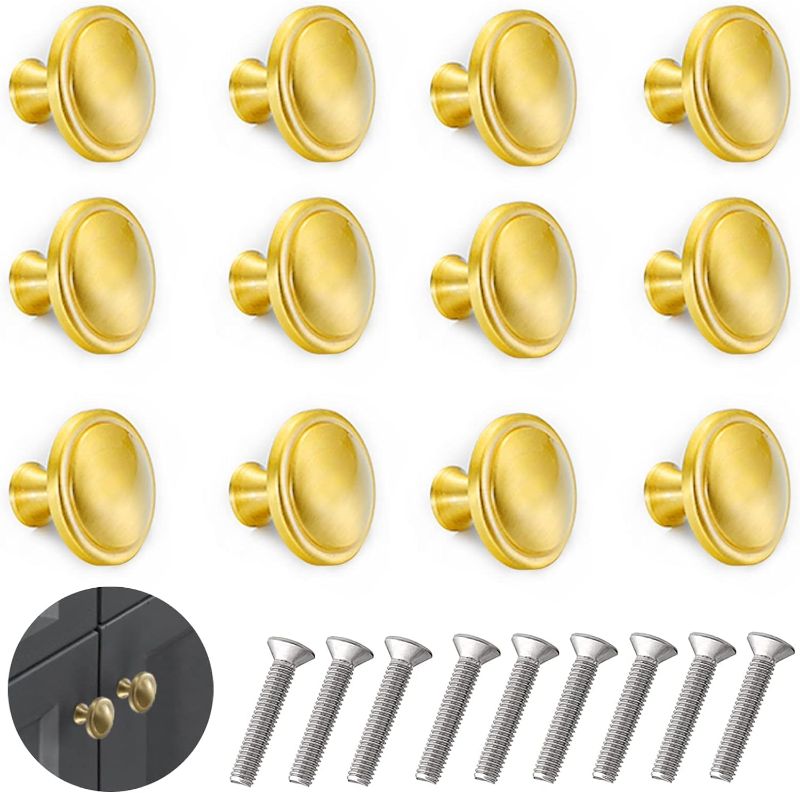 Photo 1 of 12PCS Cabinet Knobs, Gold Drawer Pulls Cabinet Knobs Inway, Round Drawer Knobs Cabinet Hardware with Screws for Kitchen Bedroom Furniture