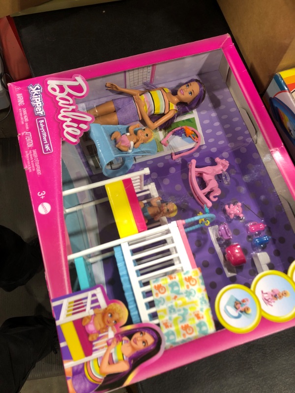 Photo 3 of Barbie Skipper Babysitters Inc Dolls & Playset, Nap 'N Nurture Nursery, Skipper Doll, Baby Doll, Crib & 10+ Accessories, Working Bouncer Nursery Playset