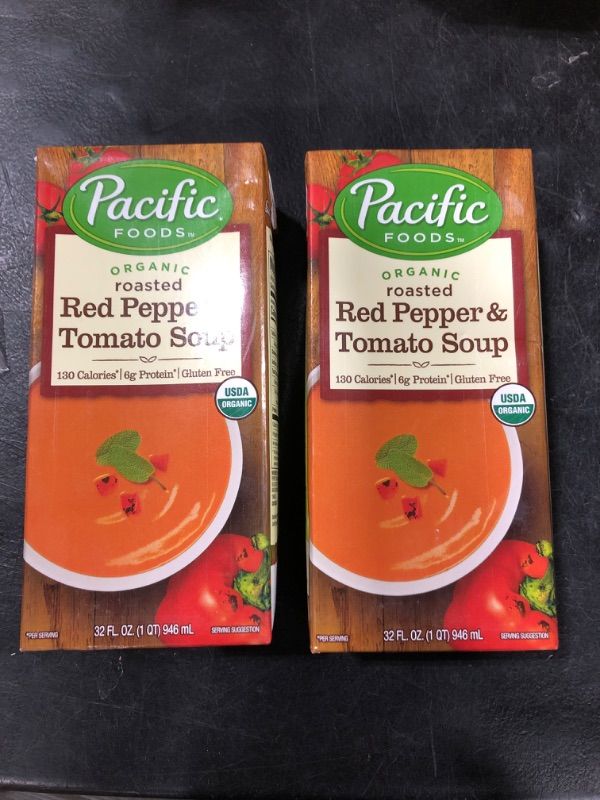 Photo 1 of 2 Pack - Pacific Foods Soup, Organic, Roasted Red Pepper & Tomato - 32 fl oz