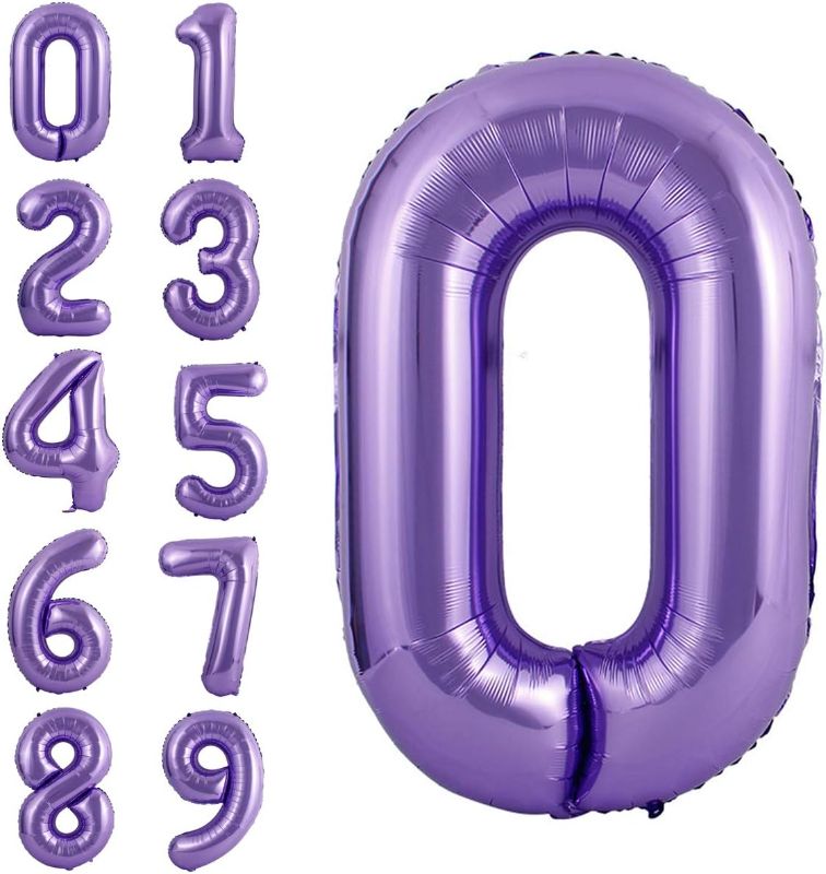 Photo 1 of 40 Inch Large Purple Balloon Number 0 Balloon Helium Foil Mylar Balloons Party Festival Decorations Birthday Anniversary Party Supplies
