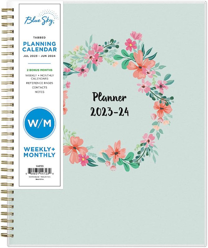 Photo 1 of Blue Sky 2023-2024 Academic Year Weekly and Monthly Planner, 8.5" x 11", Frosted Flexible Cover, Wirebound, Laurel (144723) 8.5" x 11" New Edition