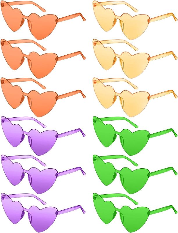 Photo 1 of Chicpop Heart Sunglasses for Women Colored Heart Glasses Transparent Fun Heart Shaped Sunglasses for Halloween Party Favor