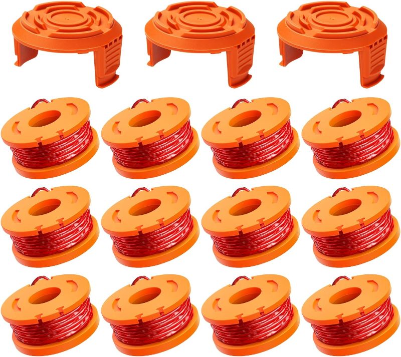 Photo 1 of 12 Pack WA0010 Replacement Trimmer Line Spool Compatible with Worx, 120ft .065 inch, Compatible with Worx String Trimmers (12 Line spools+3 Cap)