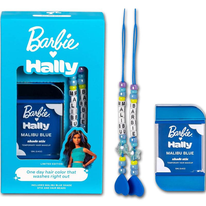 Photo 1 of Barbie x Hally Hair Color, Blue Dye Set, Accessories, Makeup, Merch & More | 1-Day Washable Colors | Mess-Free Alternative | Safe & Washable Hair Makeup