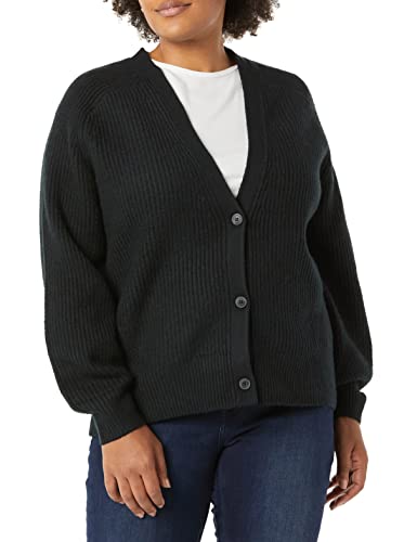 Photo 1 of Amazon Essentials Women's Soft Touch Ribbed Blouson Cardigan, Black, Medium
