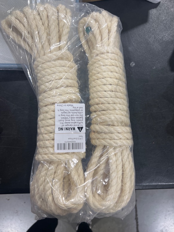 Photo 2 of 2 PCS Natural Sisal Rope for Cat Scratcher Posts Replacement - DIY for Furniture Recovery & Tree Repair - Eco-Friendly & Safe - 2x40ft for 80ft Total Length