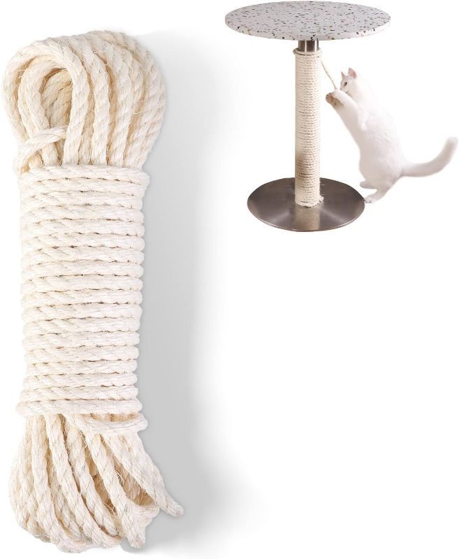 Photo 1 of 2 PCS Natural Sisal Rope for Cat Scratcher Posts Replacement - DIY for Furniture Recovery & Tree Repair - Eco-Friendly & Safe - 2x40ft for 80ft Total Length
