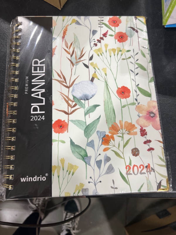 Photo 2 of Planner 2024 Daily Weekly Monthly Teacher Planner, 8.5"x11", Academic Hardcover Planner DEC 2023 to DEC 2024, 13-Month School Organizer, Spiral Notebook with Stickers, Inner Pocket, Coated Tabs Watercolor Flower LARGE: 8.5" x 11"