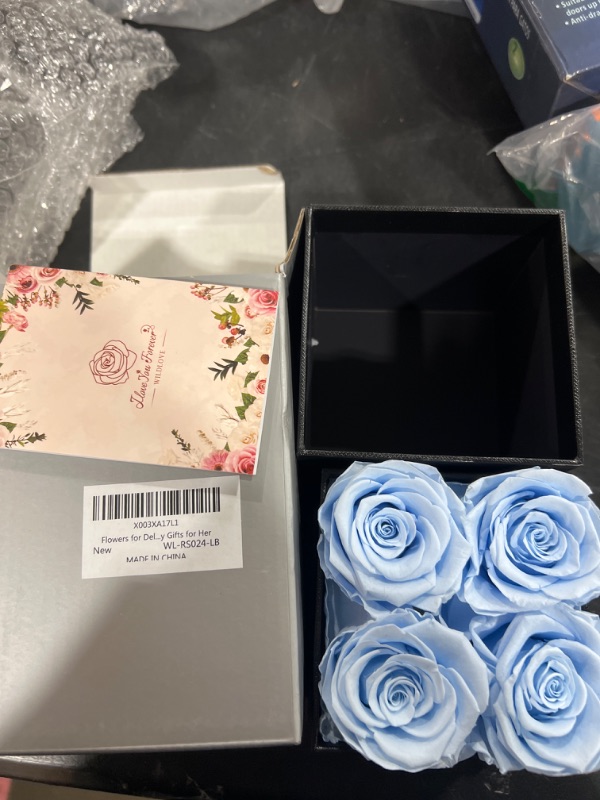 Photo 2 of WILDLOVE Valentines Day Gifts - Preserved Light Blue Roses in a Box - Flower Gifts for Girlfriend Wife Mom, Valentines Day Gifts for Her, Anniversary Birthday Gifts for Women