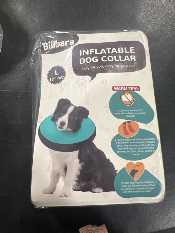 Photo 1 of Bilibara Dog Cone Alternative After Surgery, Inflatable Recovery Collar for Dogs & Cats, Adjustable Dog E Collars, Cone for Dogs After Surgery to Stop Licking, Soft Dog Cones for Large Dogs, Teal L(Neck:12"-18") Teal