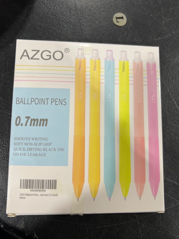 Photo 2 of AZGO Ballpoint Pens Black Ball Point Office Pens 0.7mm Point Pen for Woman and Man (12-count)