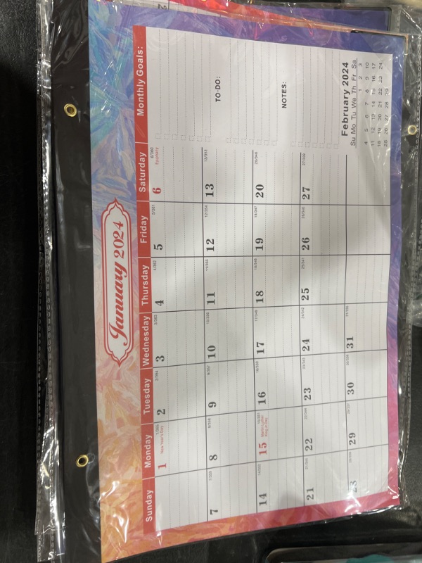 Photo 2 of 2024-2025 Desk Calendar 12" x 17" - Jan. 2024 - Jun. 2025, 18 Monthly Large Desk Calendar 2024-2025, 2024 Desk Calendar with Large Block & To-do List for Home Office Organizing (with 2 PCS Stickers) Colorful-08 2 PACK 