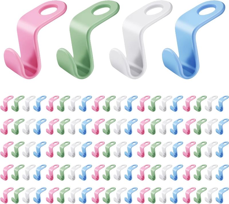 Photo 2 of Yulejo Plastic Clothes Hanger Connector Hooks, Space Saving, 50 pcs (Blue Pink Green) 
