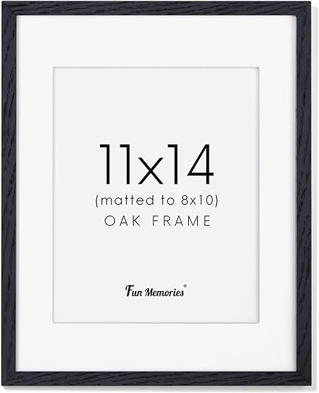 Photo 1 of 11x14 Picture Frame Black Poster Frame for Wall, 11 x 14 Oak Wood Frame with Real Glass & Mat, Rustic Black Wood Frame Display 8x10 Picture with Mat and 11x14 Picture without Mat
