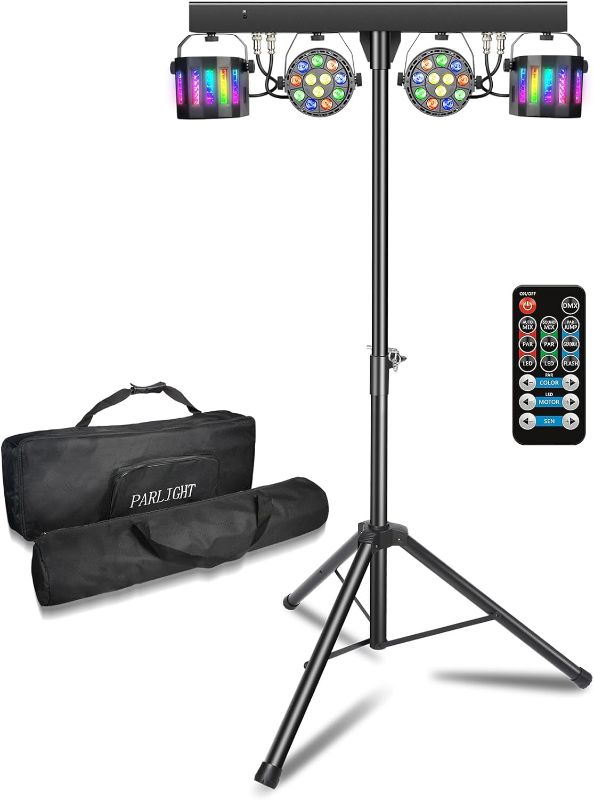 Photo 1 of Bloazzup DJ Lights with Stand, RGB Party Lights DJ Disco Lights for Parties, Sound Activated Stage Lights System, DMX with Remote Control Disco Ball Stage LED Par Light with Package
