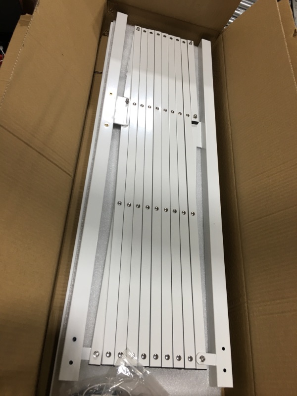 Photo 1 of Metal Expandable Barrier Fence for Dogs, Portable Barricade Gate with Casters, Foldable Pet Gate Indoor Outdoor for Rooms, Stairs, Driveway, Garage, Yard, Doorways, 17 Feet, White 17 Feet - Angle Adjustable White