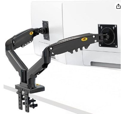 Photo 1 of NB North Bayou Dual Monitor Desk Mount Stand Full Motion Swivel Computer Monitor Arm for Two Screens 17-27 Inch with 4.4~19.8lbs Load Capacity for Each Display F160