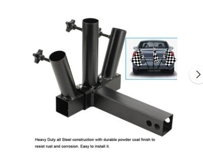 Photo 1 of Hitch Mount 3 Flag Pole Holder Three-Headed flagpole Universal for Standard 1.65 inch Receiver fit for Truck SUV RV Pickup