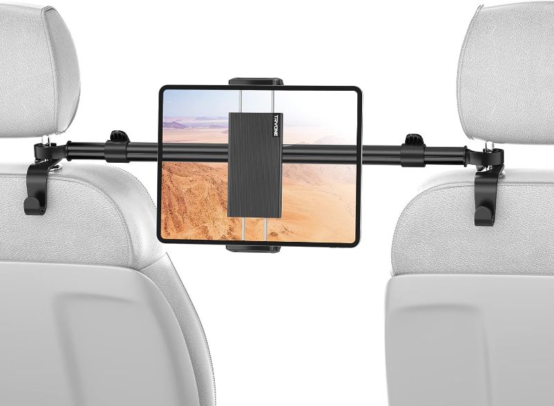 Photo 1 of Car Tablet Holder Mount for iPad: Headrest Tablet Stand for Car Back Seat Compatible with iPad Pro Air Mini | Galaxy Tab | Kindle Fire HD | Switch OLED or Other 4.7-12.9" Devices
