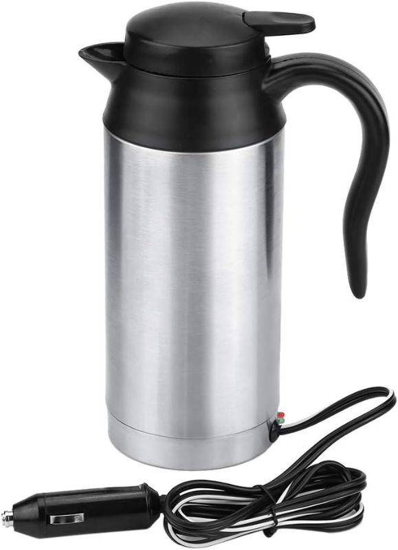 Photo 1 of Acouto 12V 750ml Travel Heating Cup, Car Portable Stainless Steel Electric Heated Thermos Cup Coffee Tea Boiling Mug Kettle