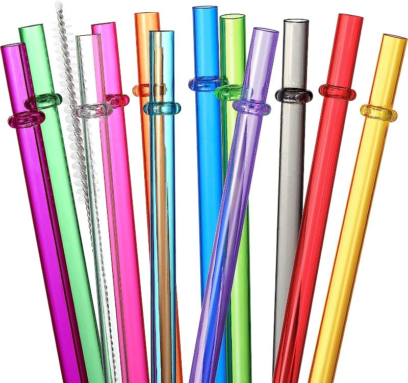 Photo 1 of 24 PCS, Reusable Straws with 4 Brushes, 10.5" Long Tritan Hard Plastic Straws, 12 Colors Translucent Replacement Drinking for 16OZ-32 OZ Tumblers, Cups, Jars, Stanley, YETI, Starbucks, BPA Free 