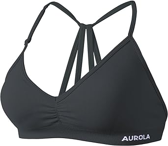 Photo 1 of AUROLA Mercury Workout Sports Bras Women Athletic Removable Padded Backless Strapy Minimal Crop Top Medium