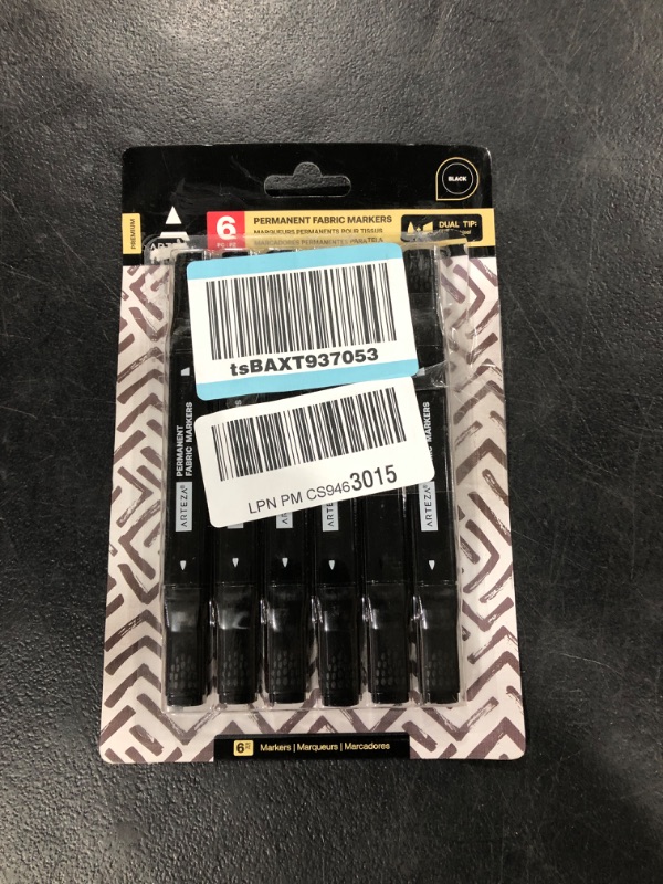 Photo 2 of Arteza Fabric Markers, Black - 6 Pack