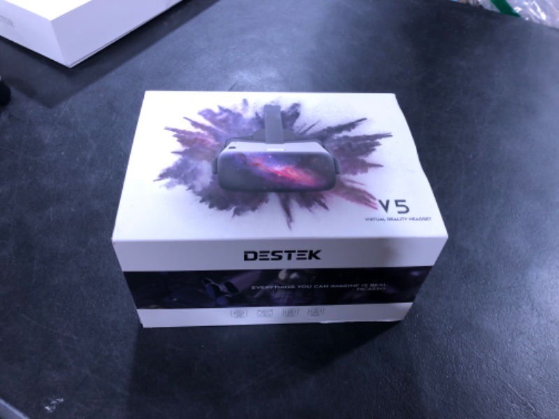 Photo 1 of DESTEK V5 VR Headset for Phone with Controller, Eyes-Protected Anti-Blue HD Lenses Virtual Reality Headsets, 110°FOV VR Goggles for iPhone 15/ 14/ 13/ 12/ 11, Samsung, Android - White