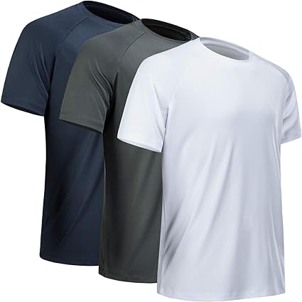 Photo 1 of ChenGuo Men's Workout Shirts Cooling Moisture Wicking Quick Dry Active Men's Gym Performance T Shirts Athletic T-Shirts Large Black, Gray, White