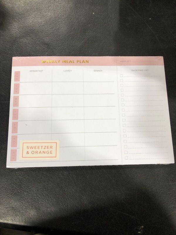 Photo 2 of Sweetzer & Orange Weekly Meal Planner and Grocery List Magnetic Notepad. Pink 10x7” Meal Planning Pad with Tear Off Shopping List. Plan Weekly Menu
