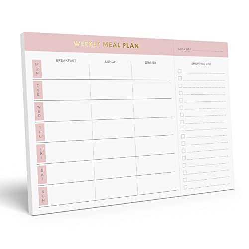 Photo 1 of Sweetzer & Orange Weekly Meal Planner and Grocery List Magnetic Notepad. Pink 10x7” Meal Planning Pad with Tear Off Shopping List. Plan Weekly Menu
