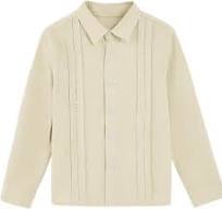 Photo 1 of Hestenve Kid Boys Button Down Cotton Linen Shirt Casual Long Sleeve Dress Shirt Size 130