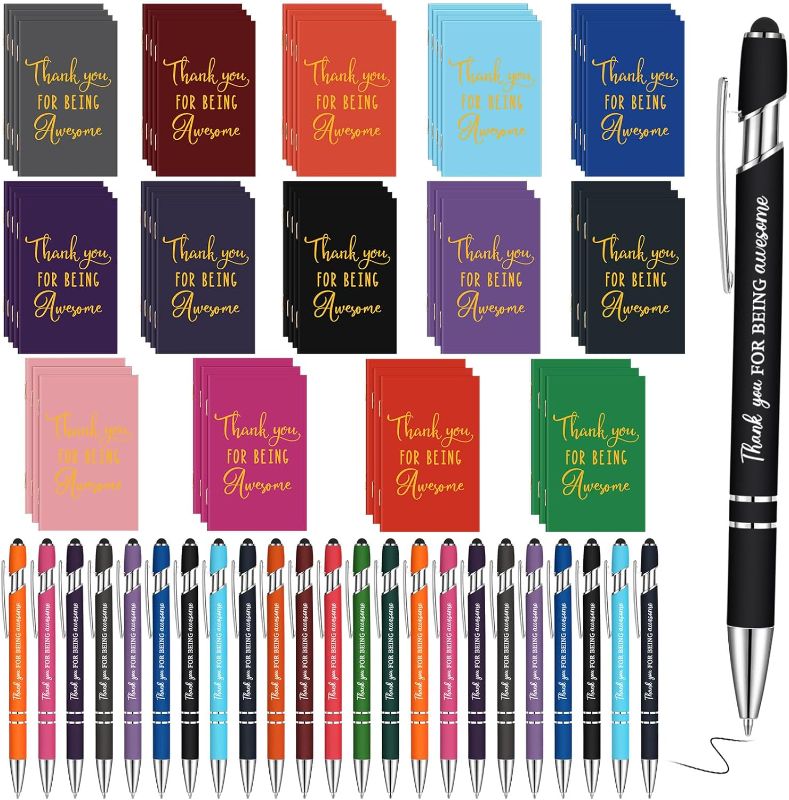 Photo 1 of Yeaqee 100 Pcs Motivational Pens Inspirational Notepads Set 50 Inspirational Journaling Notebooks and 50 Ballpoint Pens Employee Appreciation Gifts Bulk for Teacher Staff Coworker(Simple Styles) 