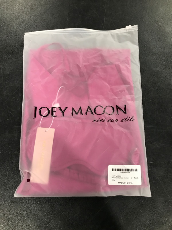 Photo 2 of Joey Macon Womens Multi-colors Silky Charmeuse Slip Chemise Hi-stretch Satin V-Neck Spaghetti Strap Matching Eyemask X-Small Magenta