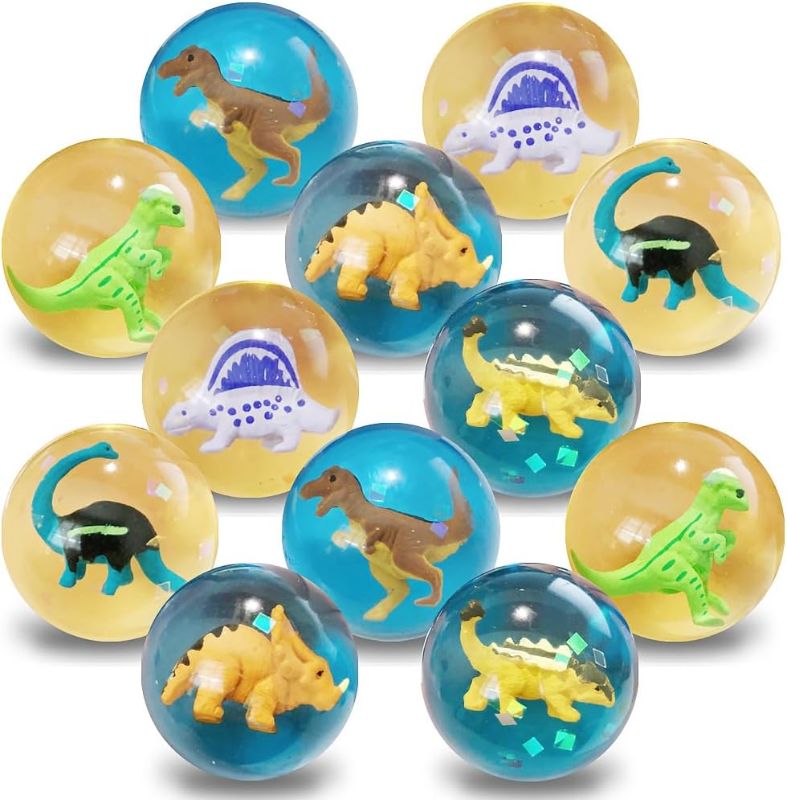 Photo 1 of ArtCreativity Dinosaur High Bounce Balls, Set of 12, Balls for Kids with 3D Dinosaur Inside, Outdoor Toys for Encouraging Active Play, Dinosaur Party Favors and Pinata Stuffers for Boys and Girls 