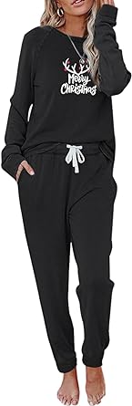 Photo 1 of YOOPOOYEE Christmas Outfits 2 Pcs Sets for Women Workout Sets Long Sleeve Jogger Tracksuit with Pockets  XL