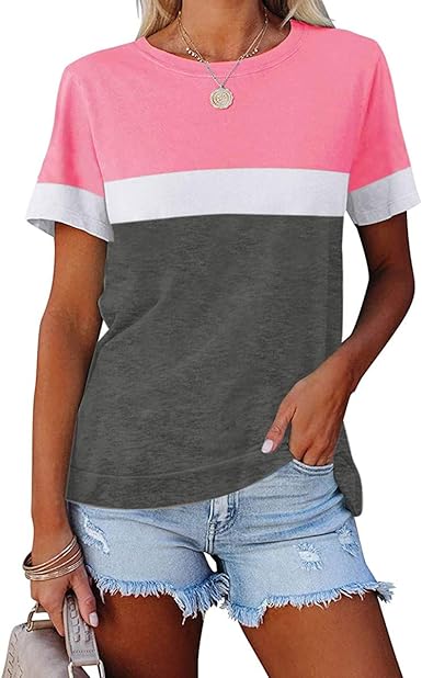 Photo 1 of ZIWOCH Summer T Shirts for Women Casual Basic Tees Short Sleeve Tunics Tops Comfy Loose Fit Crew Neck Tshirts Large
