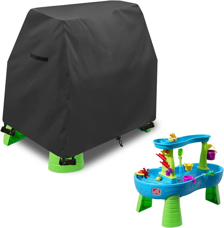 Photo 1 of ABESTME Kids Water Table Cover Fit Step2 Rain Showers Splash Pond Water Table, All Season Universal Weather Windproof Buckles Waterproof Rain Dust Sun Outdoor Protection (Cover Only) - Black