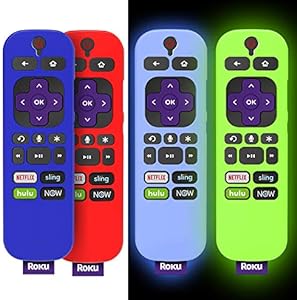 Photo 1 of (4-Pack) for 3600R TCL Roku TV Stick Remote Case Cover,TOLUOHU for TCL Roku Remote Control,Cover Roku Express Skin Sleeve Silicone Shockproof with Lanyard-for RCAL7R/3921/3800/3810-Roku Remote Cover

