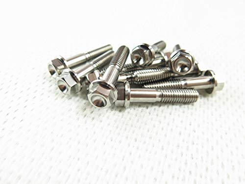 Photo 1 of 10PC Titanium Flange Bolt M6 X 30mm X 1.0mm Allen Hex Cap Head Screw - Hex 8mm
