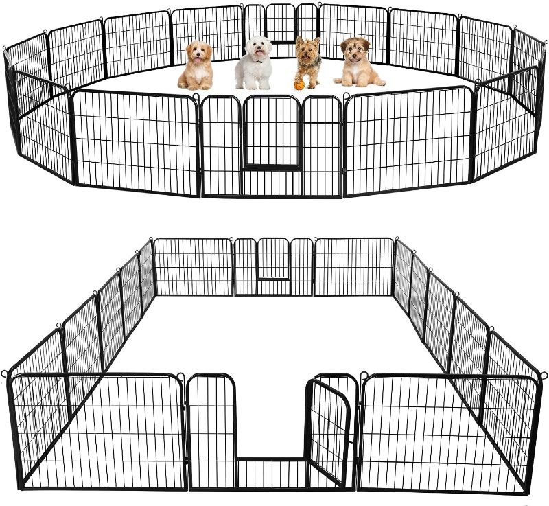 Photo 1 of  Yaheetech Outdoor Dog Playpen - 16 Panel Fence for Large, Medium and Small Dogs - Heavy Duty Exercise Pen for Puppies and Small Animals - Portable for RV Camping and Yard 