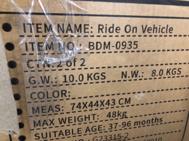 Photo 3 of BOX 2 OF 2 ONLY, MISSING BOX 1 IN SET, 24V Kids Ride On Car with Remote Control, 2 Seaters 20“ Large Seat Battery Powered Electric Vehicle Truck with LED Light,Storage Space, Bottle Holder,Music, Horn,USB for 3-8 Years Toddlers (Black)