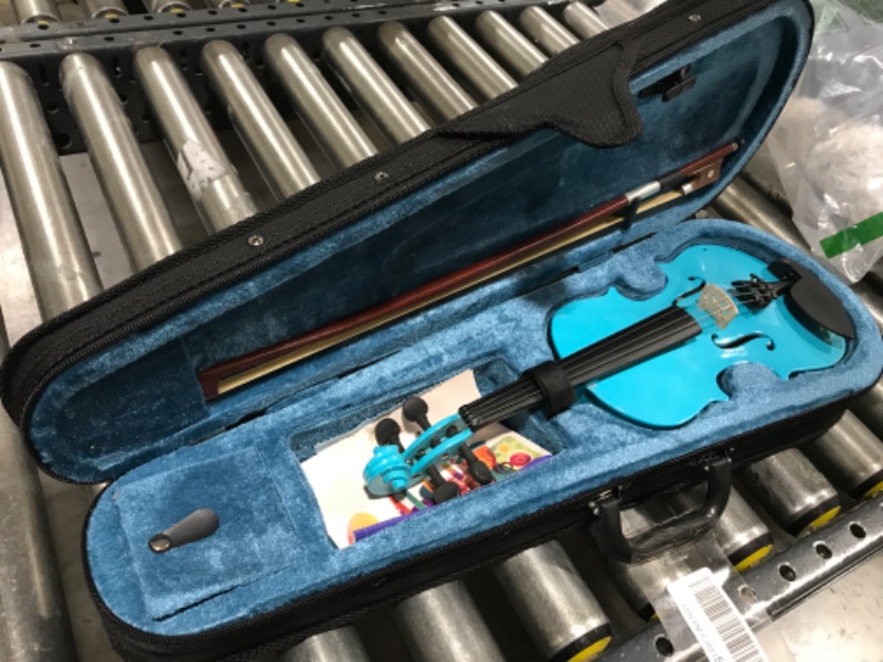 Photo 2 of  Blue Acoustic Violin 1/8 for Beginner Students W/Case Bow Rosin Shoulder Rest (Size : 1/8) 